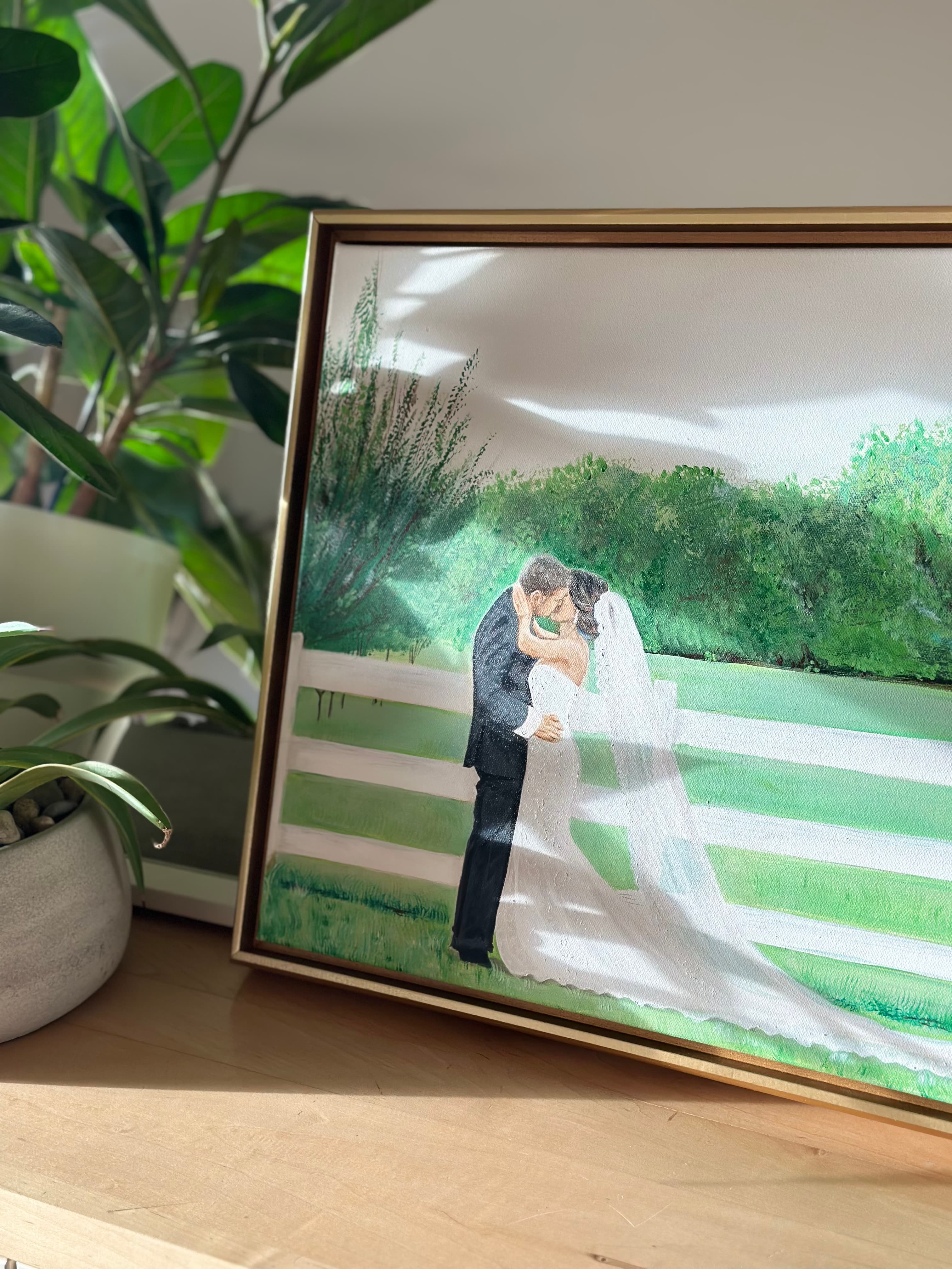 Tranquil green setting painting — another full canvas view