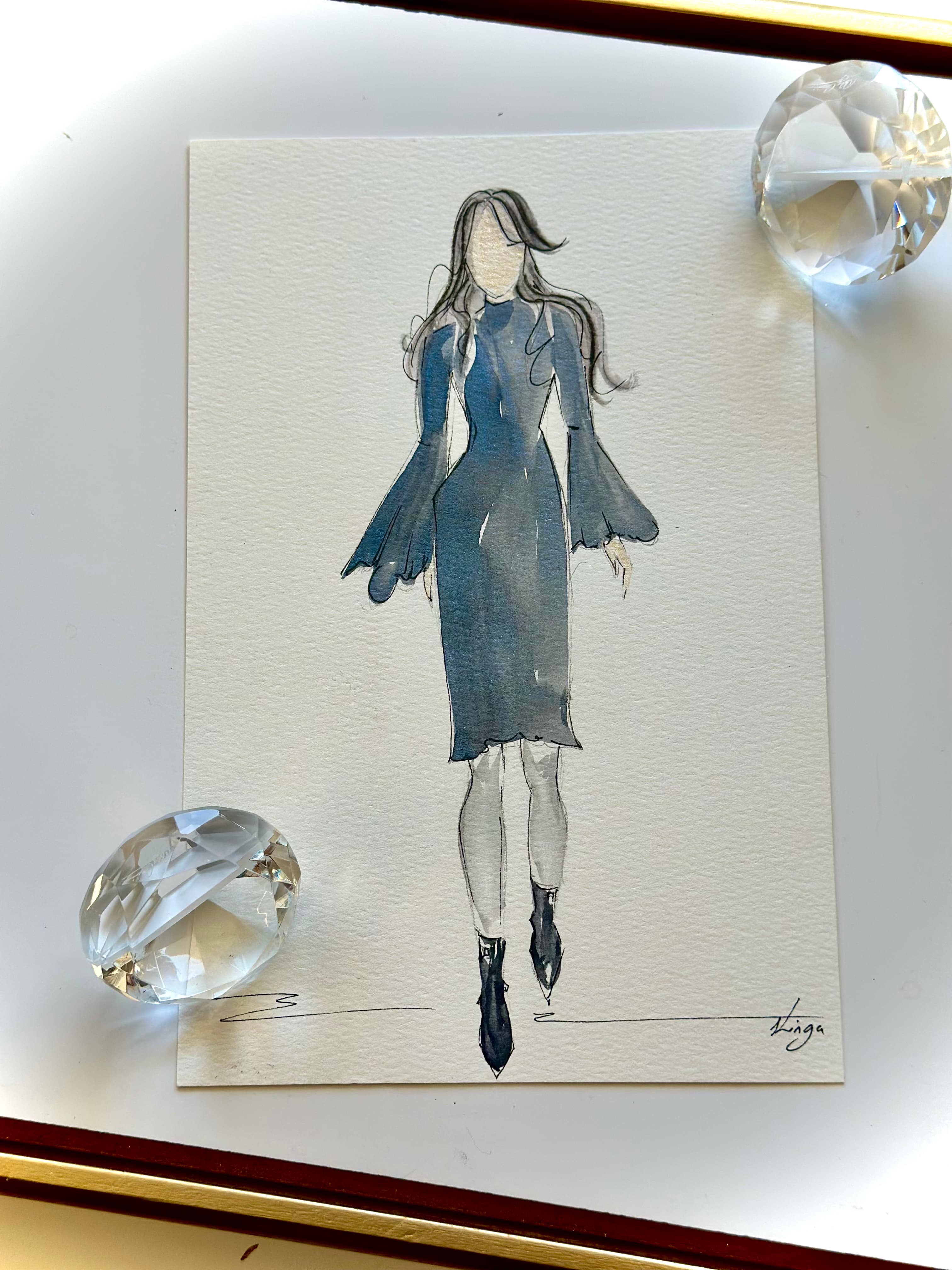 Live guest illustration — wedding guests rendered in watercolor style