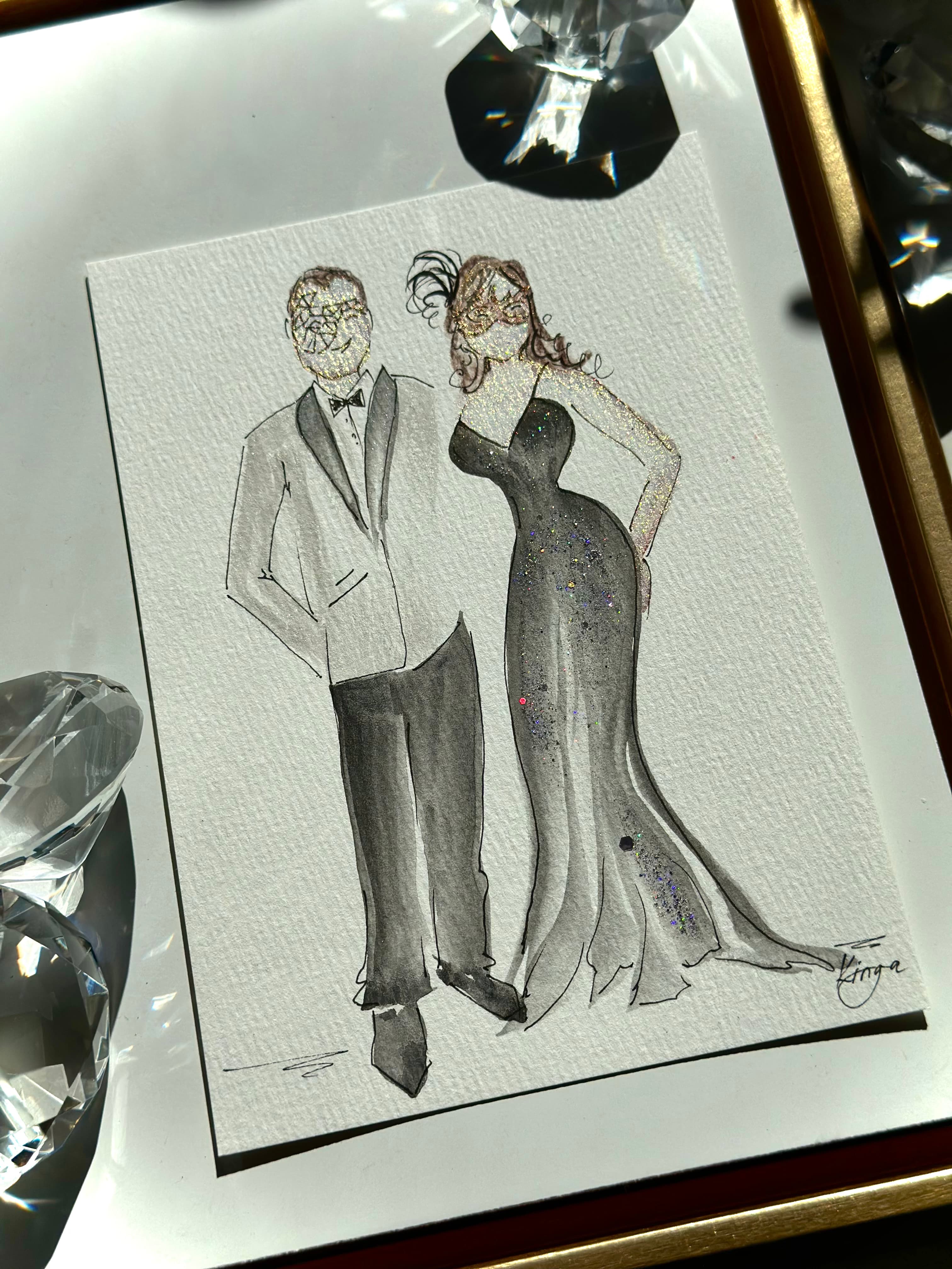Live fashion illustration at bachelorette party