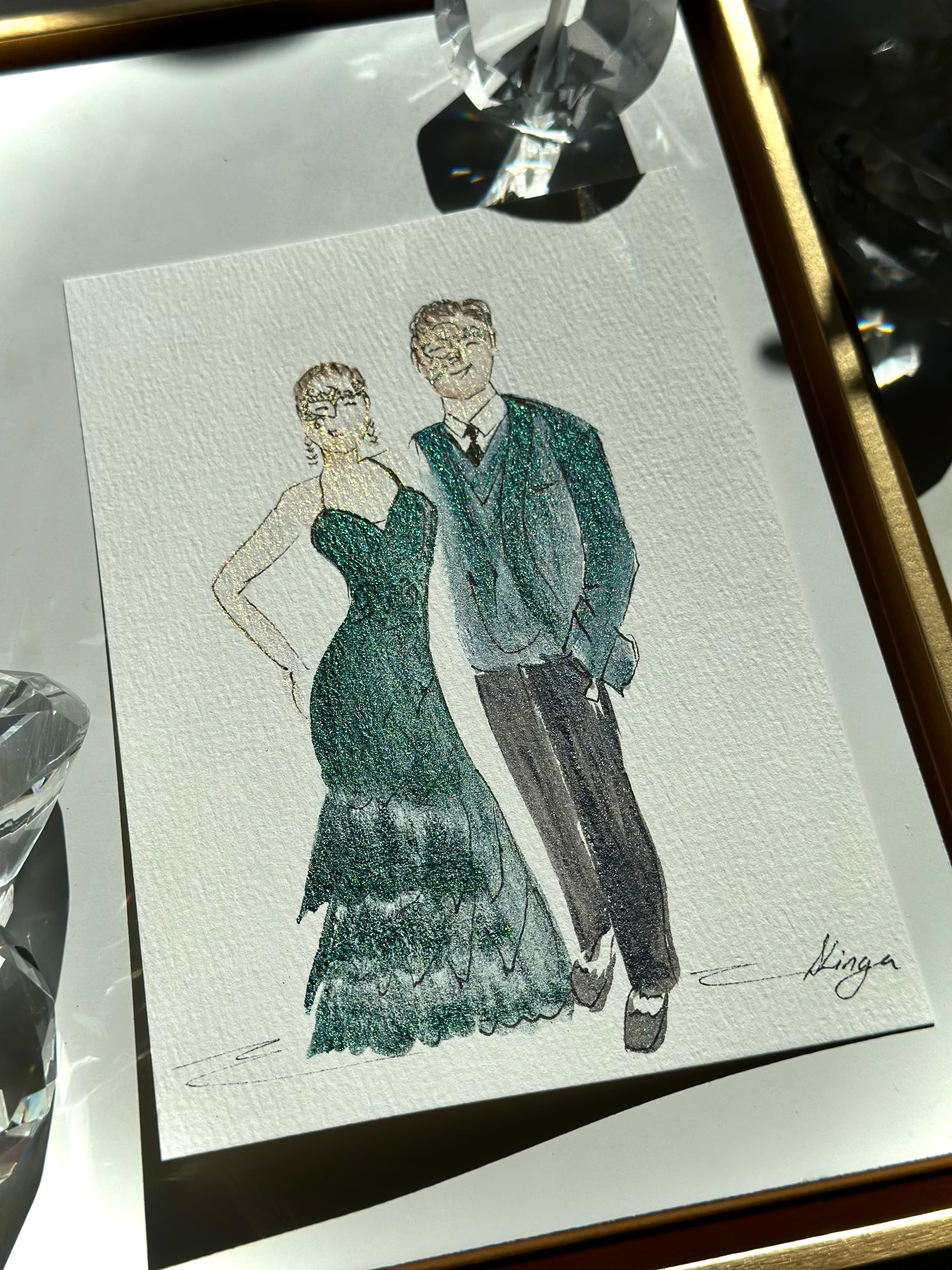 Live illustration — corporate event fashion portrait