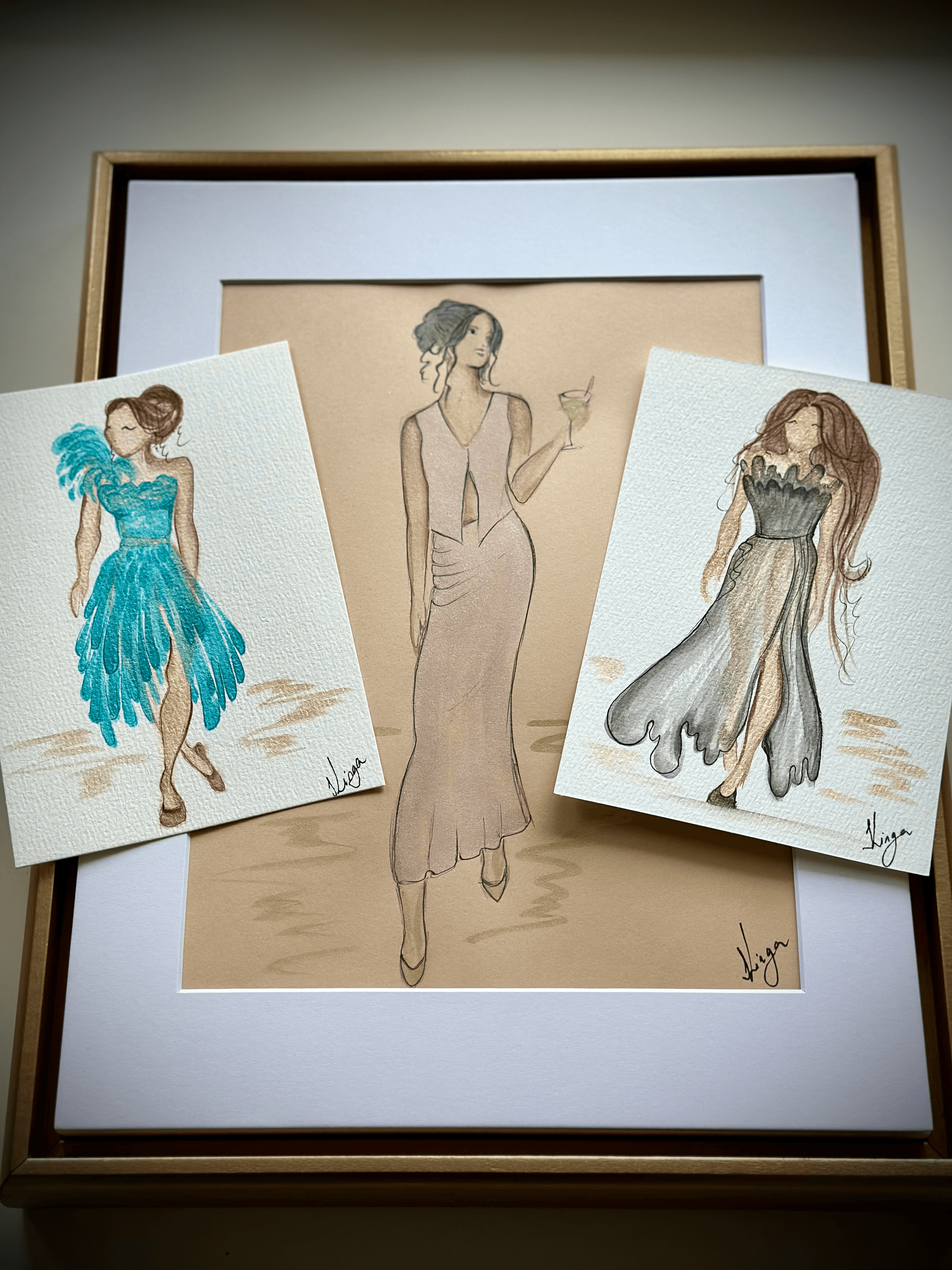 Live illustration — elegantly dressed wedding guests