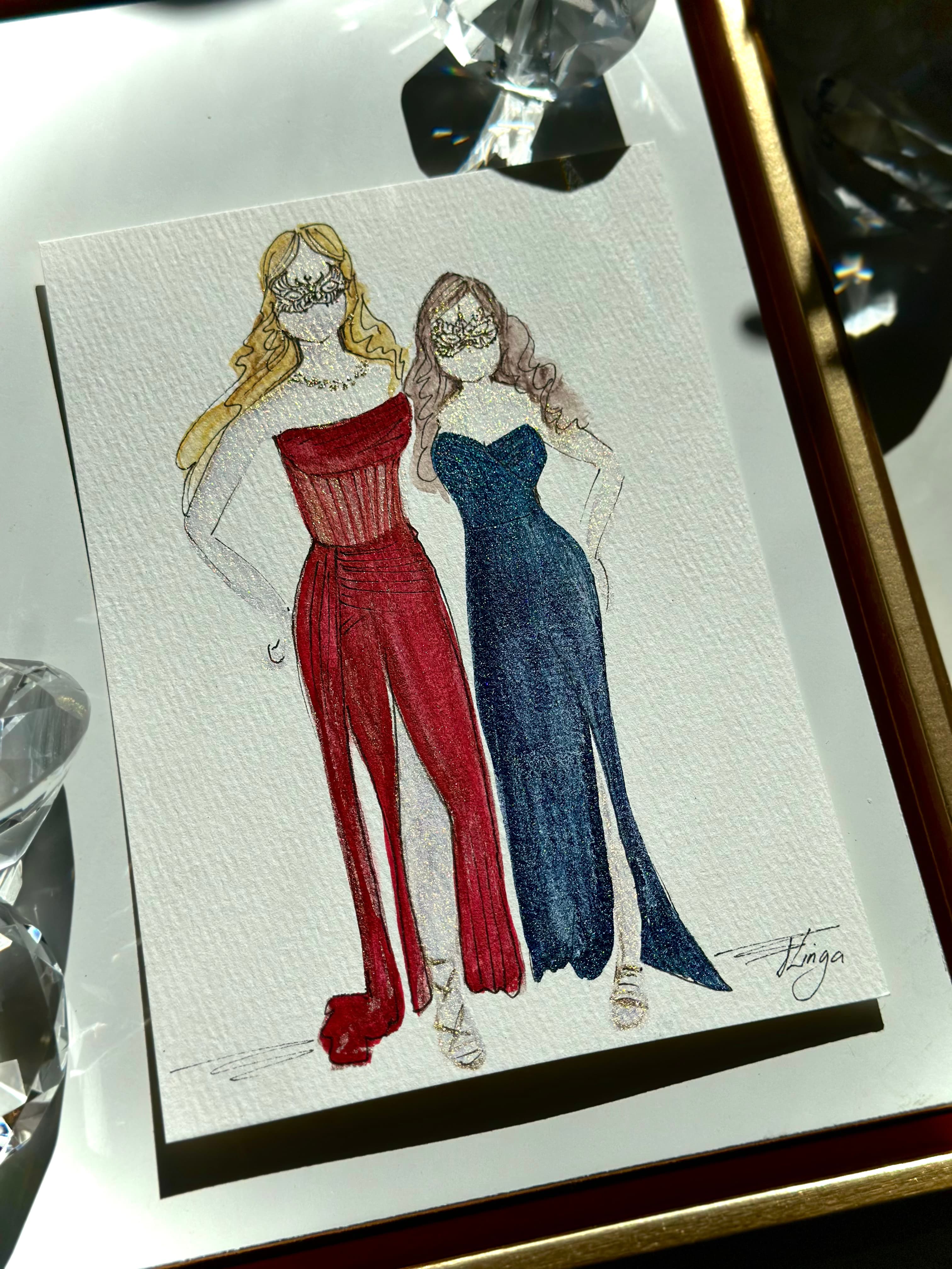 Live illustration — stylish wedding guests rendered in minutes