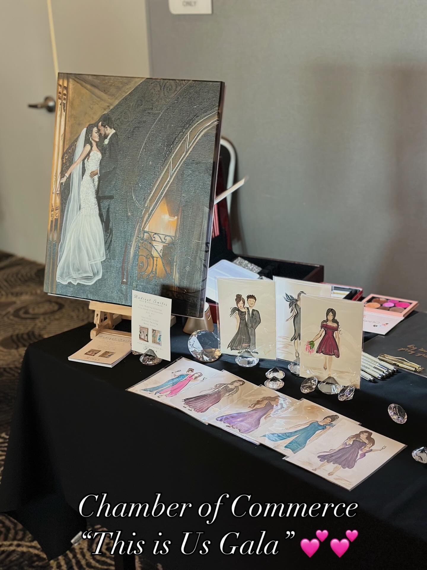 Live illustration — bride and groom fashion portrait