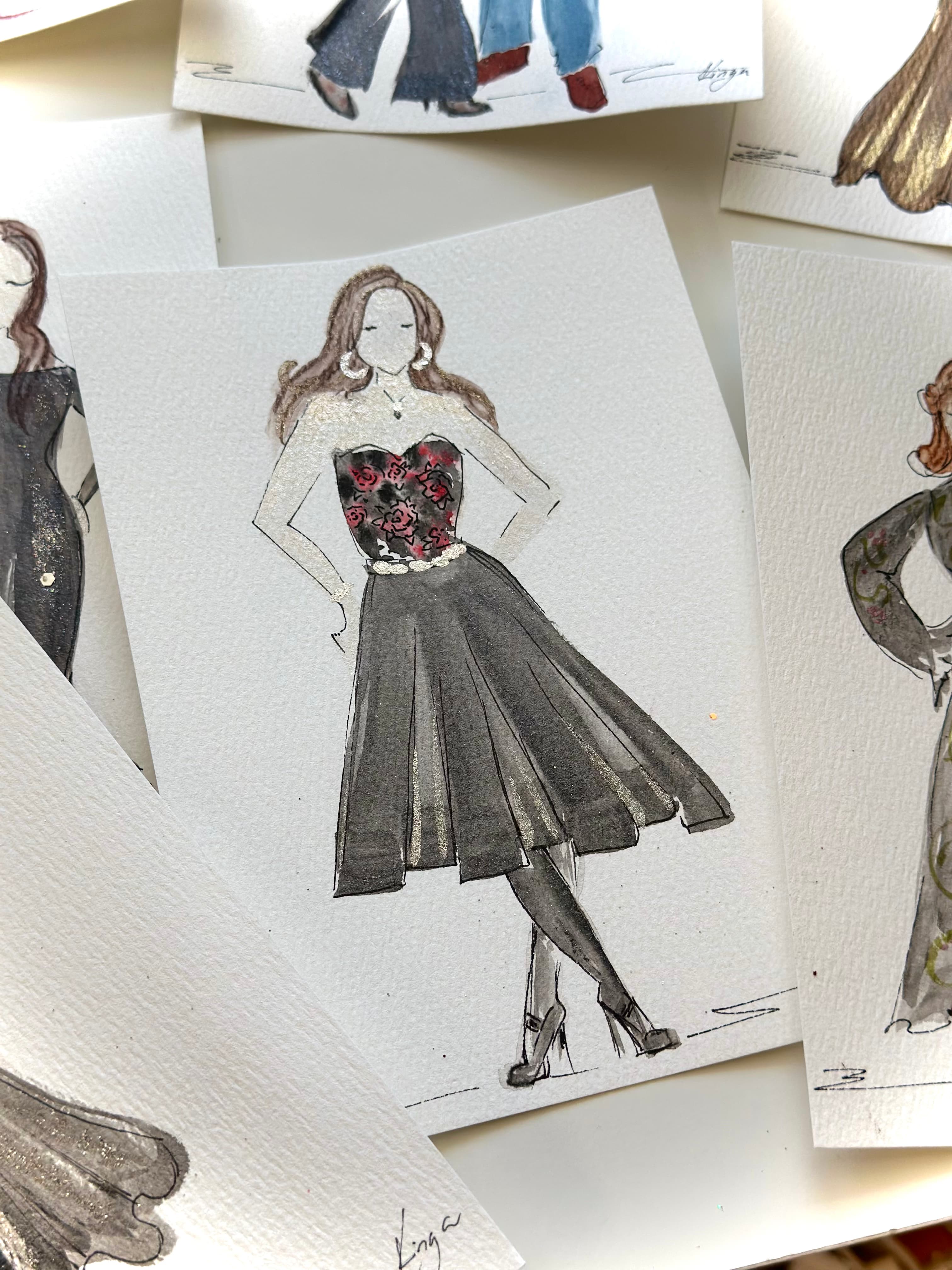 Live guest illustration — couple fashion portrait
