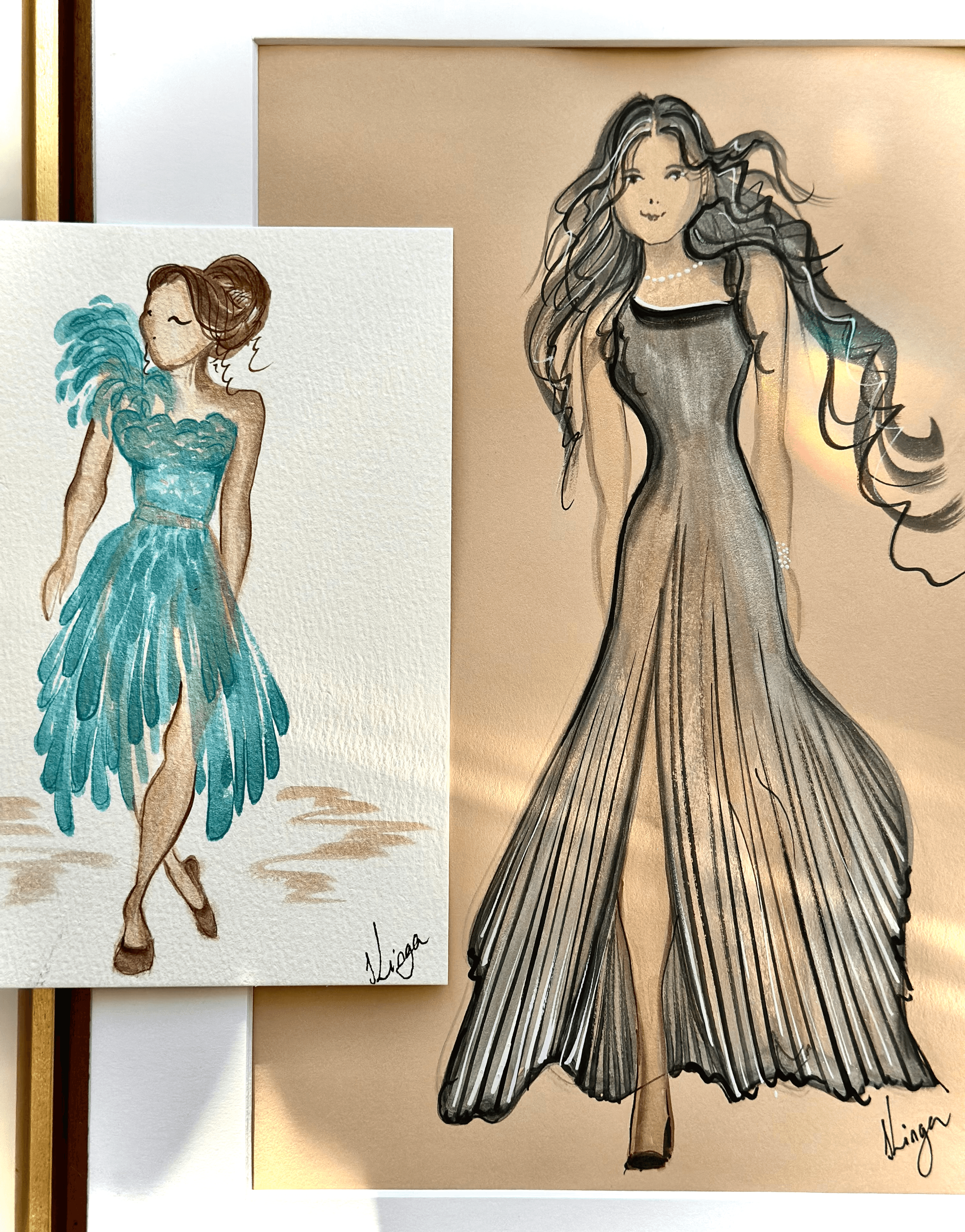 Guest fashion illustration — full-length couple portrait